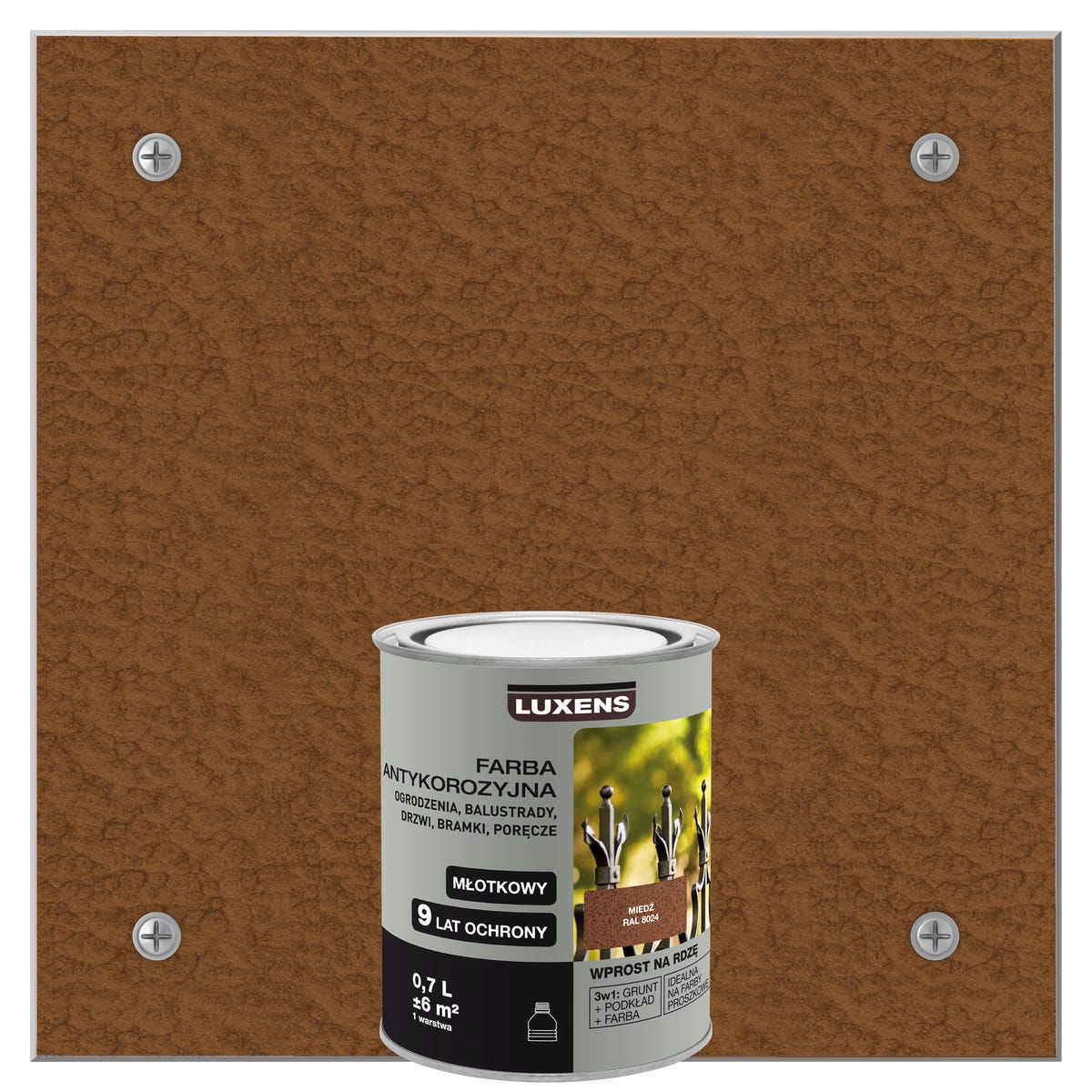 Farba antykorozyjna 0.7 l miedź Młotkowy LUXENS