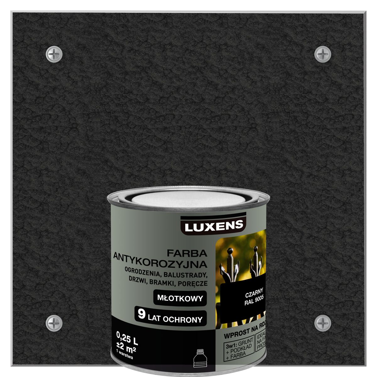 Farba antykorozyjna 0.25 l czarny Młotkowy LUXENS