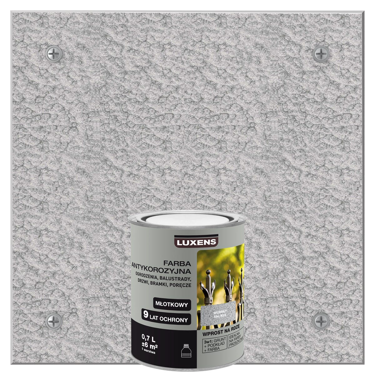 Farba antykorozyjna 0.7 l srebrny Młotkowy LUXENS