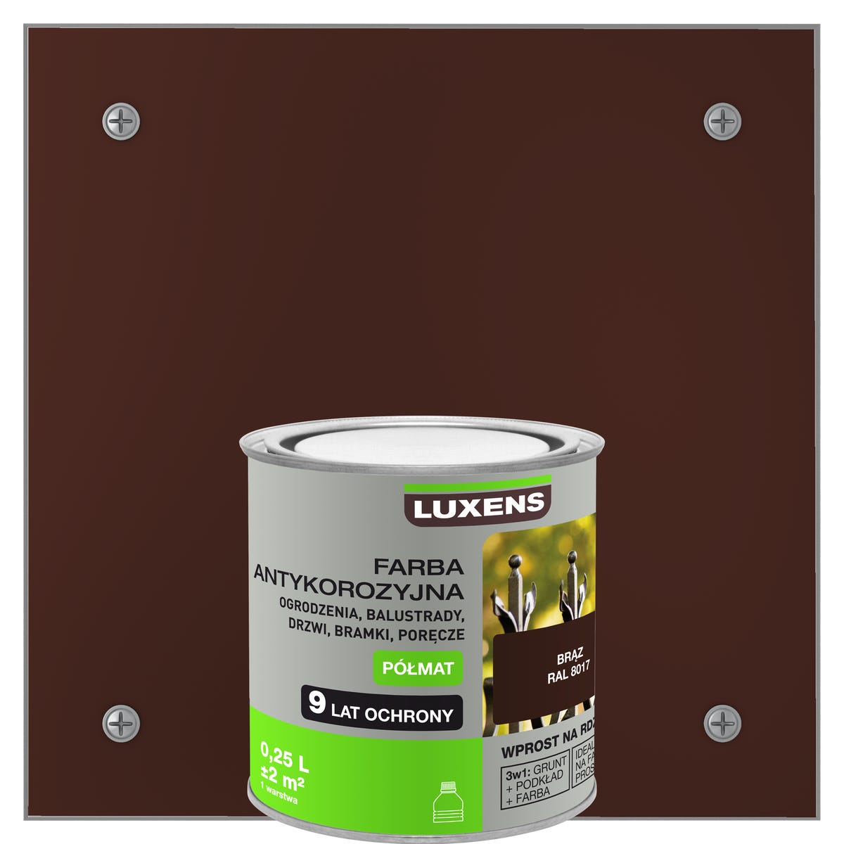 Farba antykorozyjna 0.25 l Brązowy Półmat LUXENS