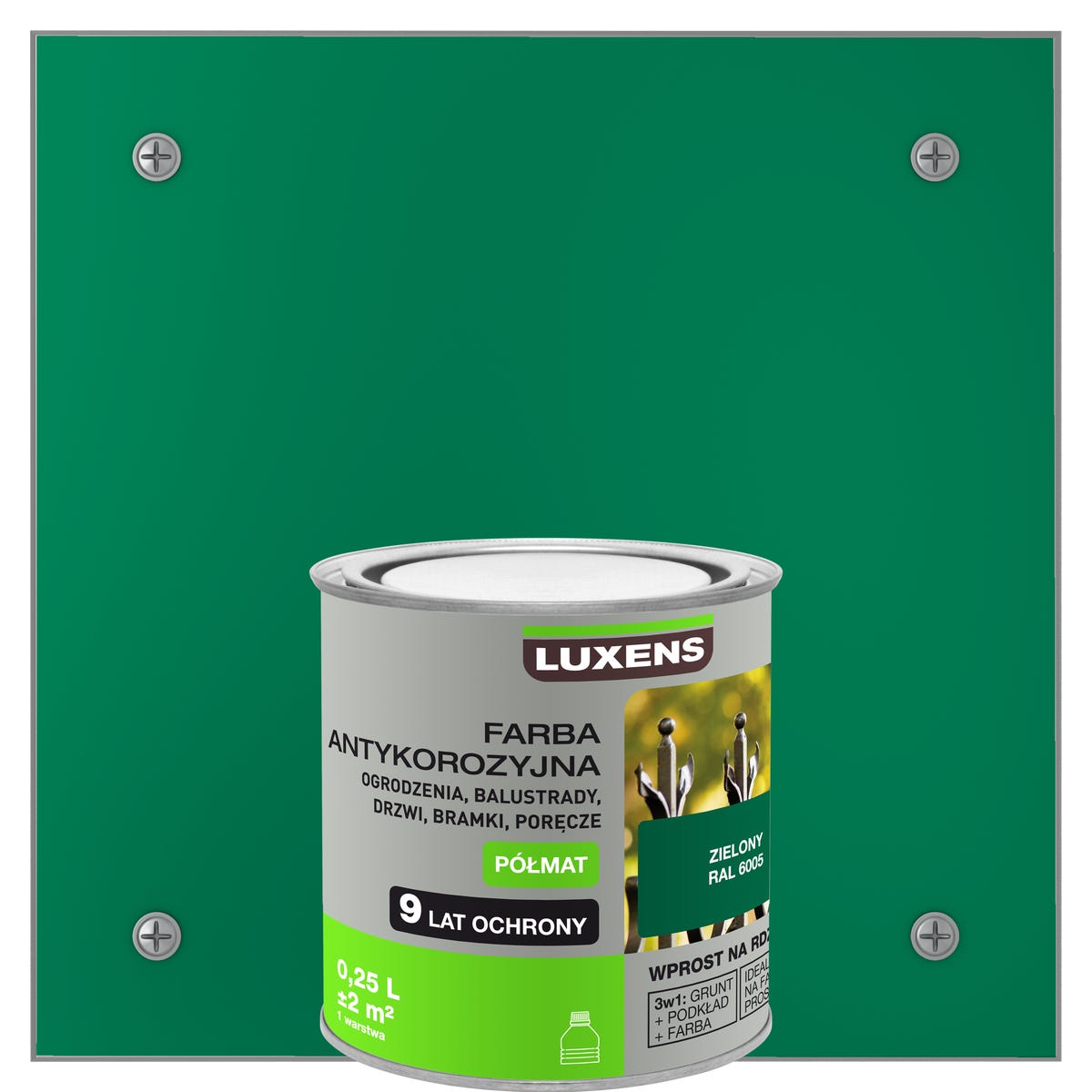 Farba antykorozyjna 0.25 l Zielony Półmat LUXENS