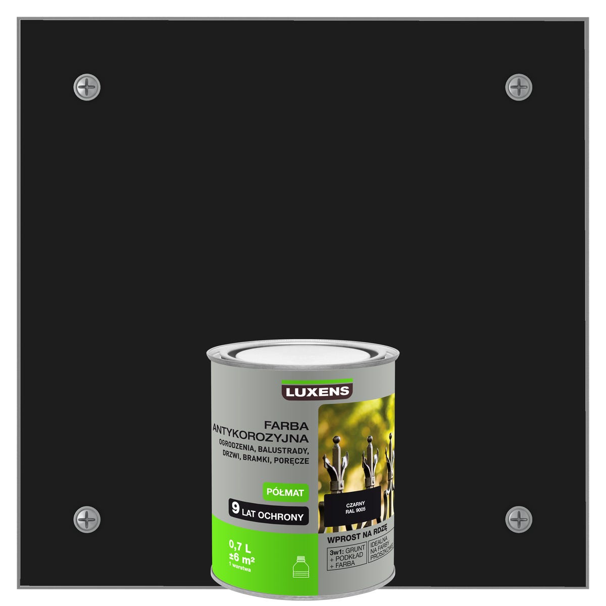 Farba antykorozyjna 0.7 l Czarny Półmat LUXENS