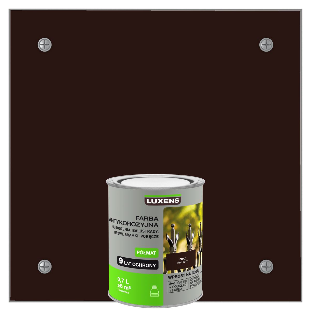 Farba antykorozyjna 0.7 l Brązowy Półmat LUXENS