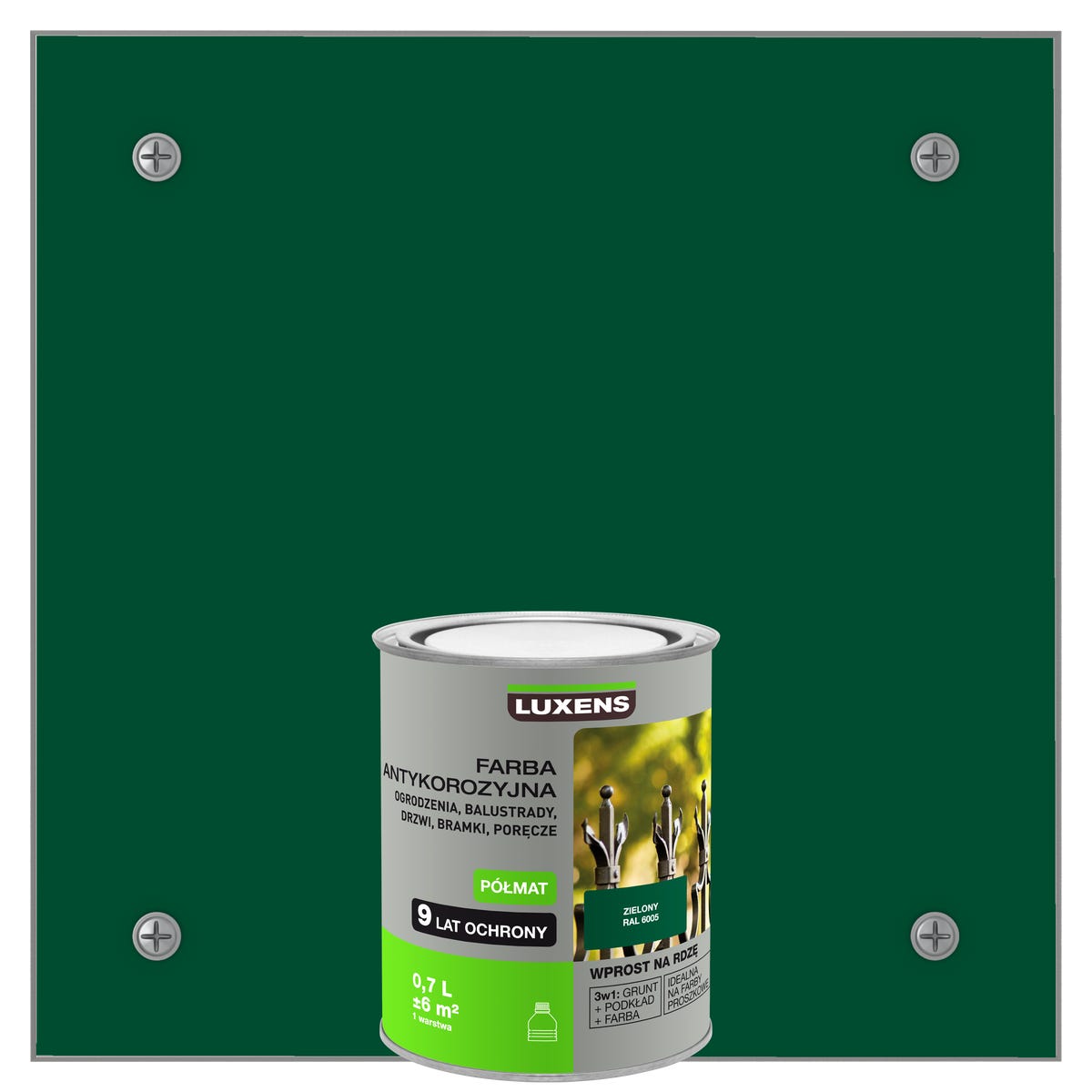 Farba antykorozyjna 0.7 l Zielony Półmat LUXENS