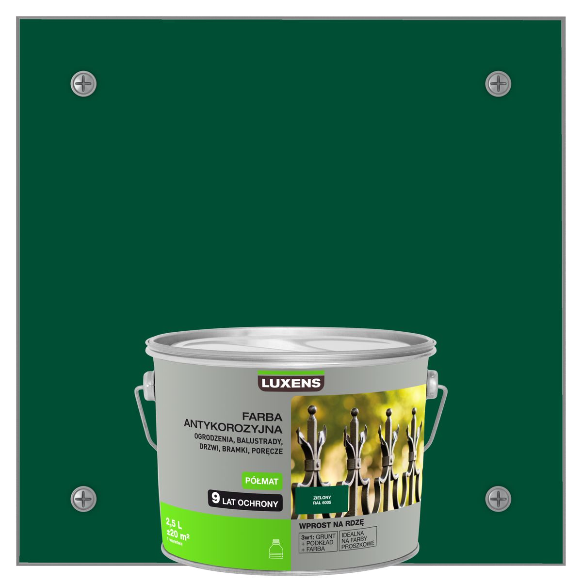 Farba antykorozyjna 2.5 l Zielony Półmat LUXENS