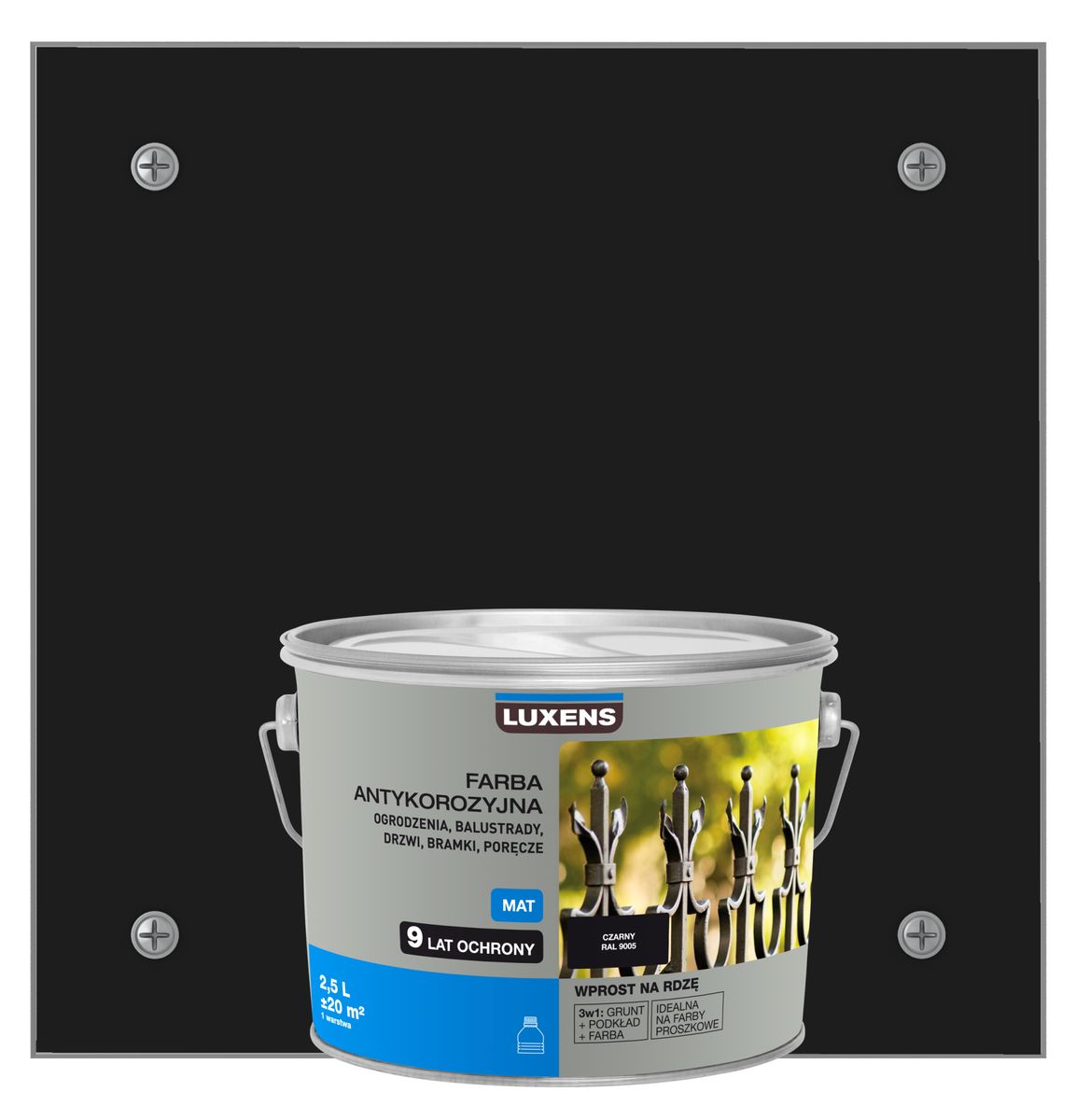 Farba antykorozyjna 2.5 l Czarny Mat LUXENS