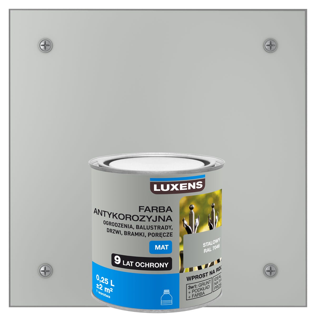 Farba antykorozyjna 0.25 l Stalowy Mat LUXENS