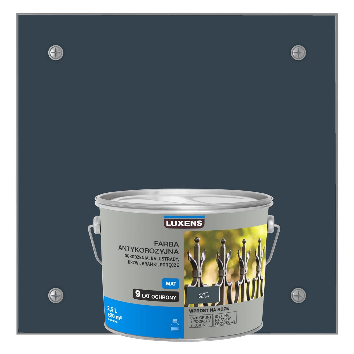 Farba antykorozyjna 2.5 l Grafitowy Mat LUXENS