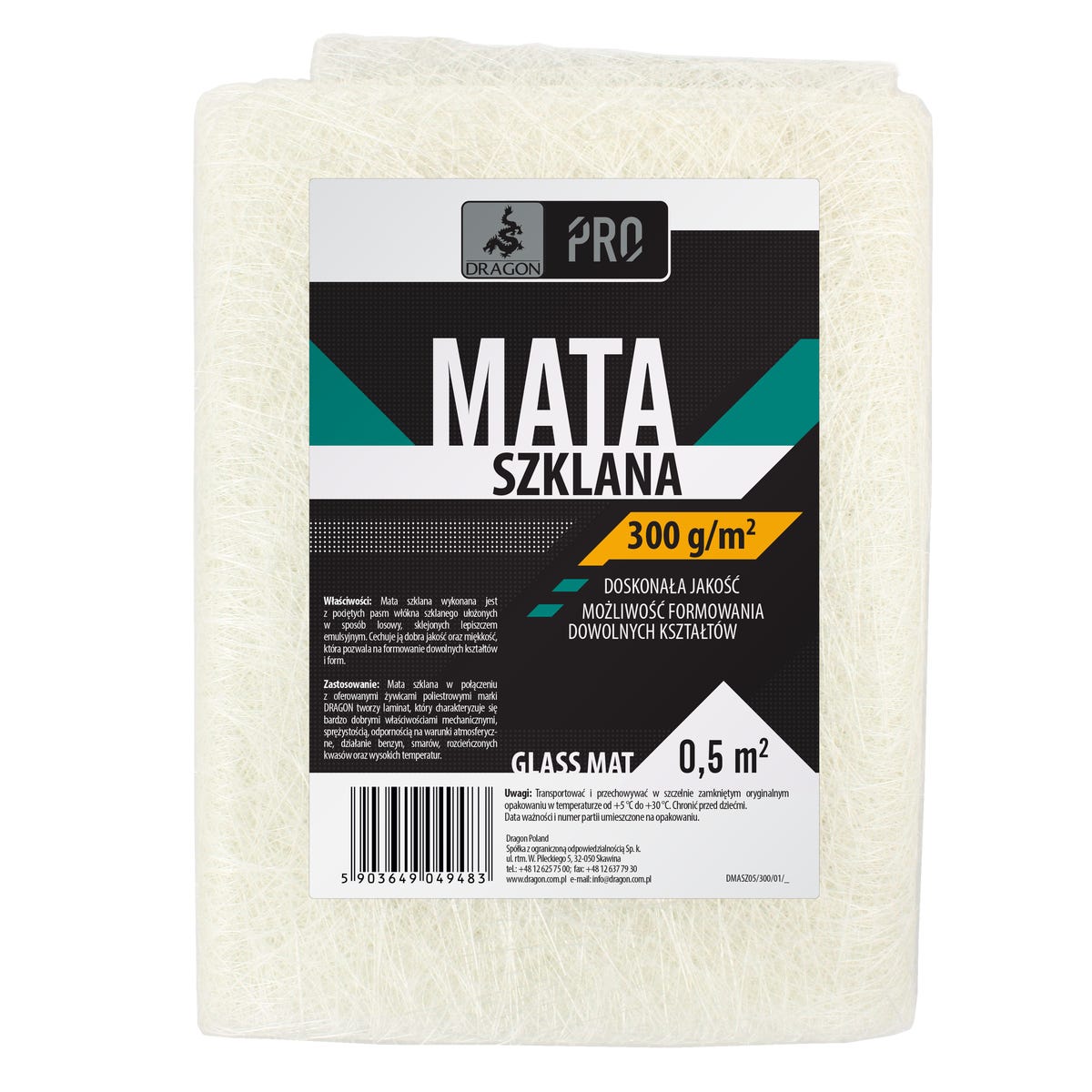Mata szklana 0.5 m2 300 g/m2 DRAGON PRO