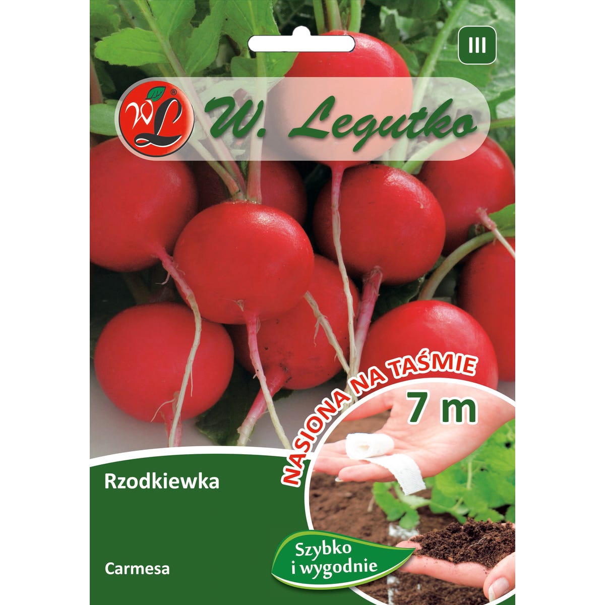 Rzodkiewka Carmesa nasiona na taśmie 7 m W. Legutko