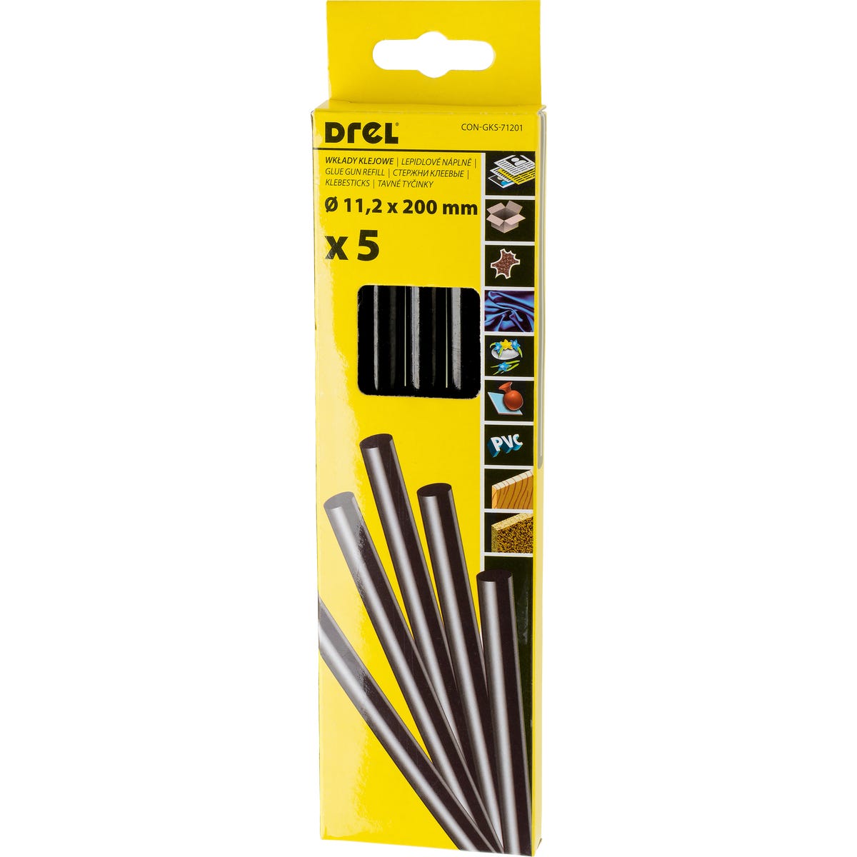 Klej termotopliwy uniwersalny 11.2 mm x 200 mm CON-GKS-71201 5 szt. Drel