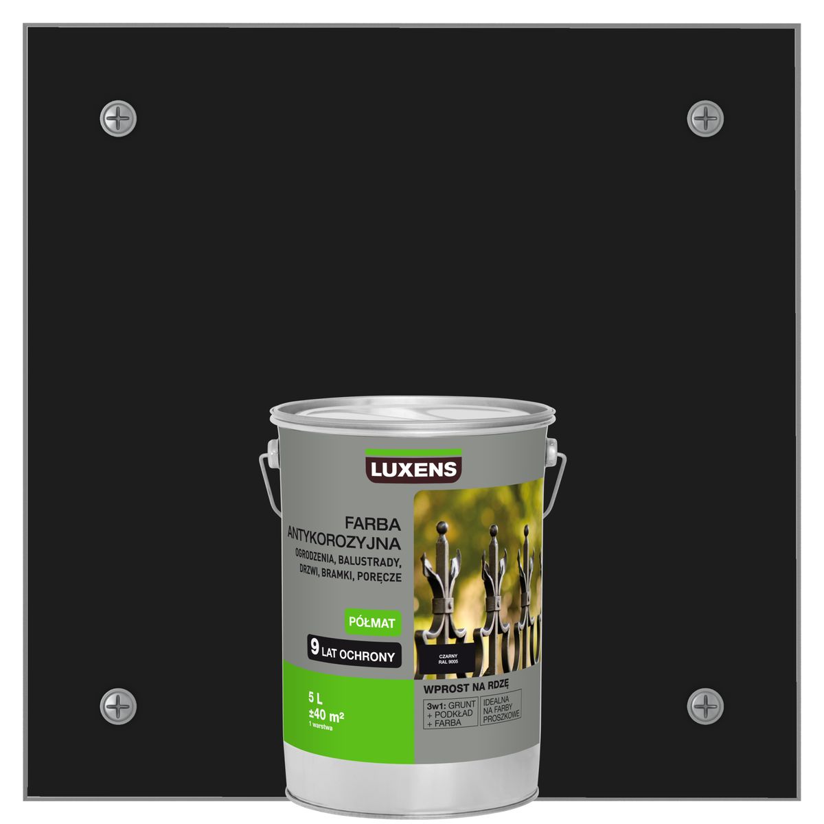 Farba antykorozyjna 5 l Czarny Półmat LUXENS