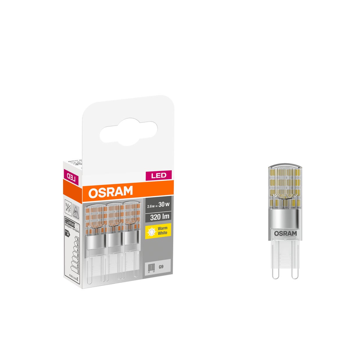 Żarówka LED G9 3 szt. (230V) 2,6W 320 lm Ciepła biel OSRAM