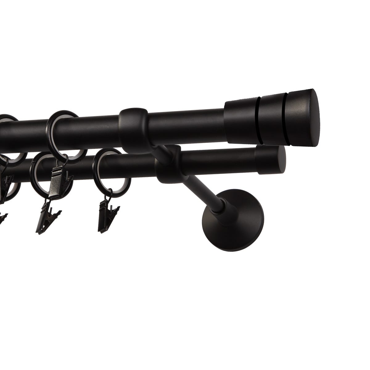 Karnisz Sycylia 240 cm podwójny czarny mat 19/16 mm