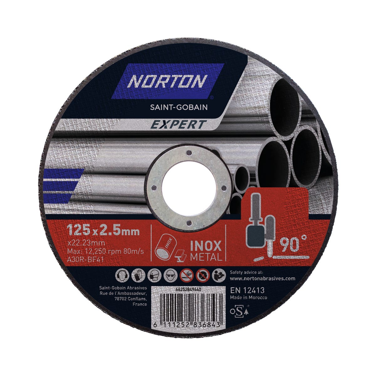 Tarcza tnąca do stali 41 ciągła 125 x 2.5 x 22.23 mm NORTON