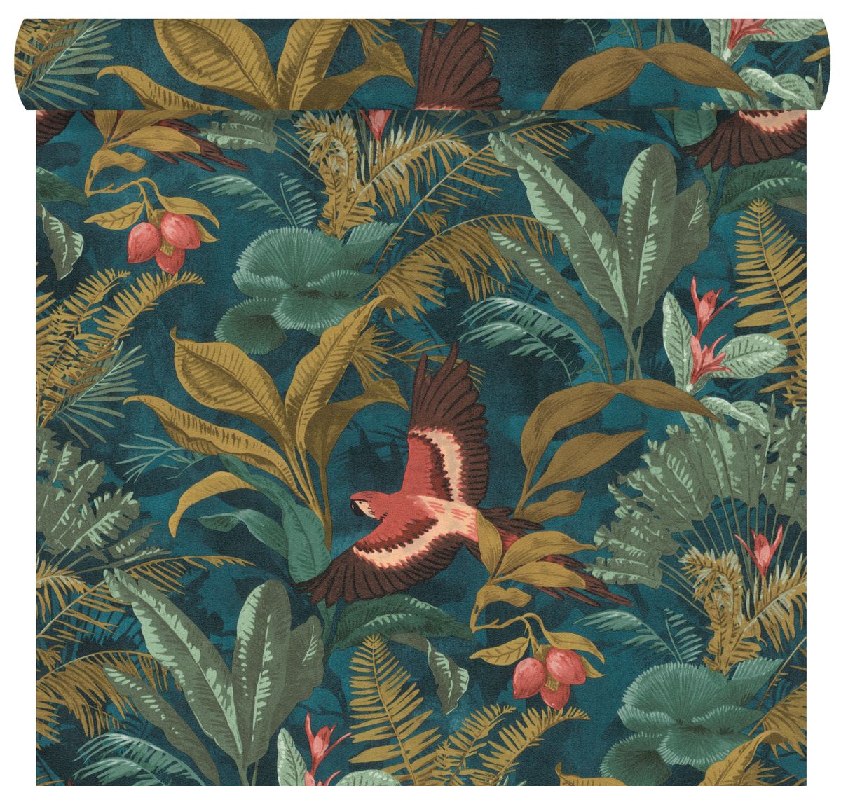 Tapeta w liście Tropical Forest zielona winylowa na flizelinie
