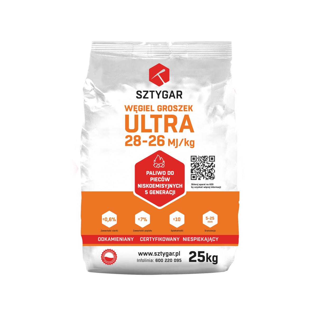 SZTYGAR Węgiel groszek ULTRA STD 26-28 MJ/kg z akcyzą 1T
