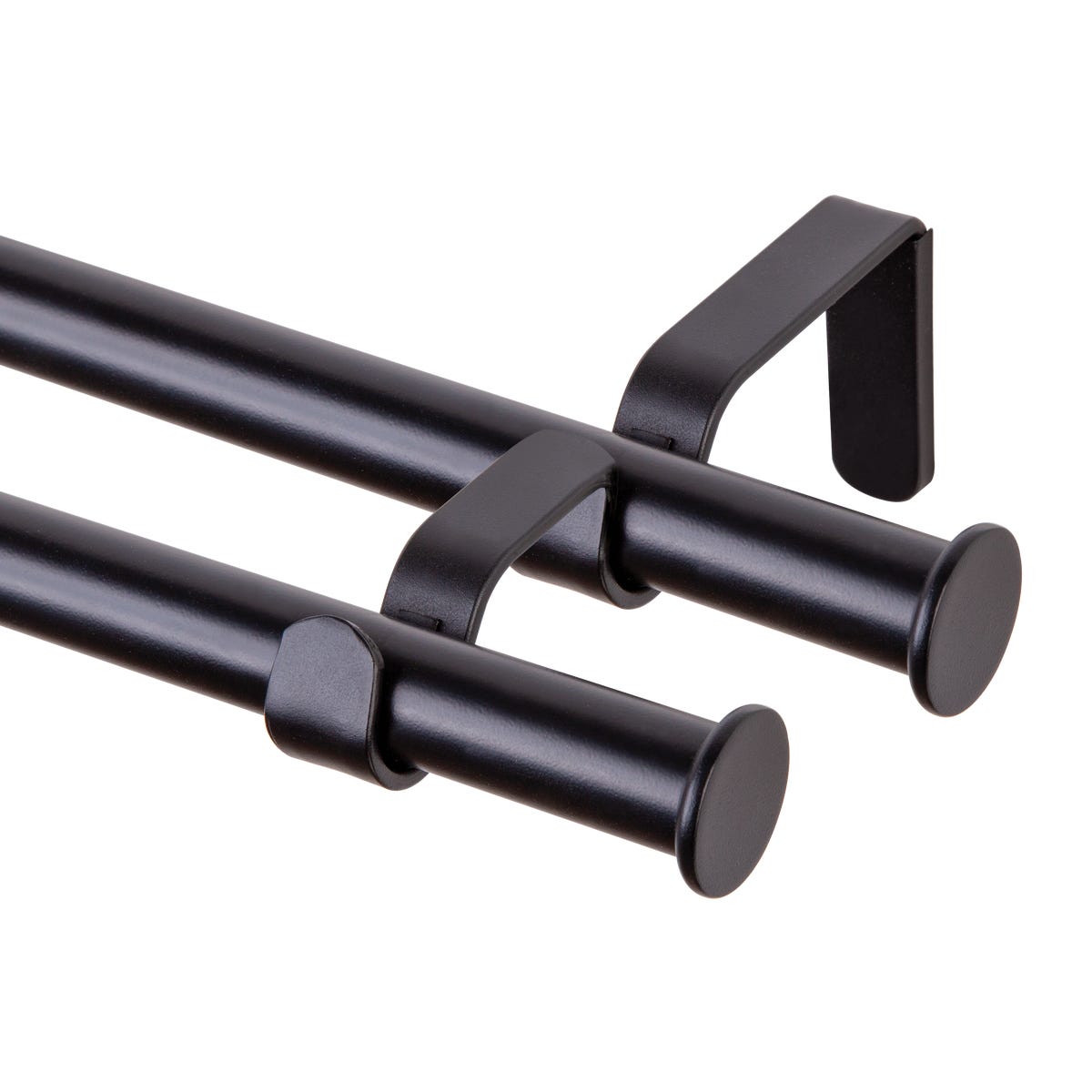 Karnisz Oslo 240 cm podwójny czarny mat 19 mm