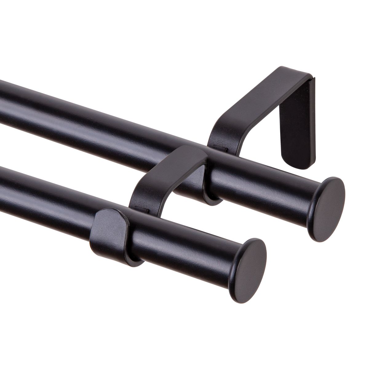 Karnisz Oslo 200 cm podwójny czarny mat 19 mm