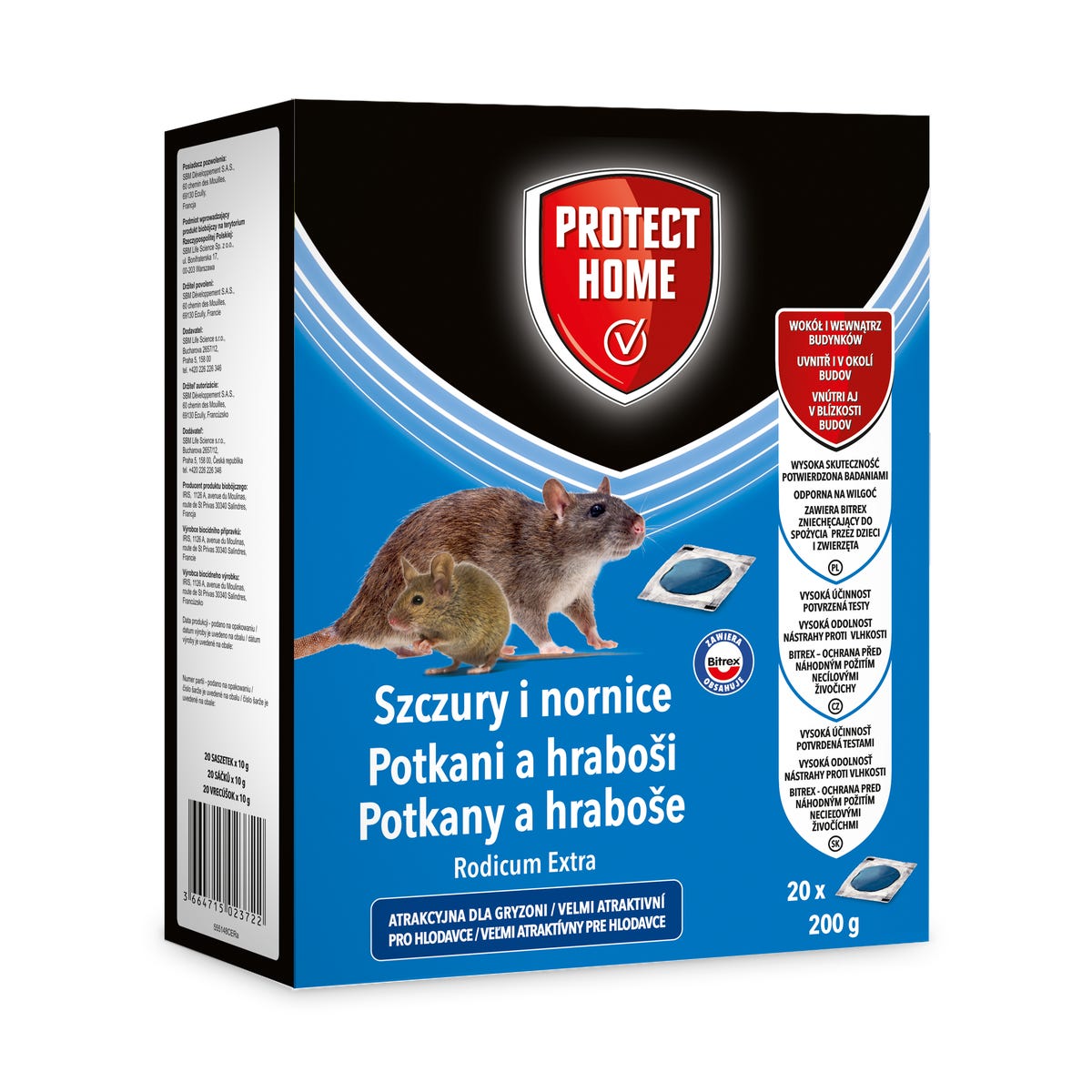 Trutka na szczury i nornice 20x10 g Rodicum Extra Protect Home