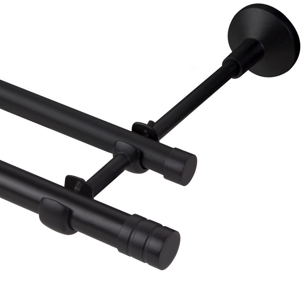 Karnisz Forio 200 cm podwójny czarny mat 16/19 mm Inspire