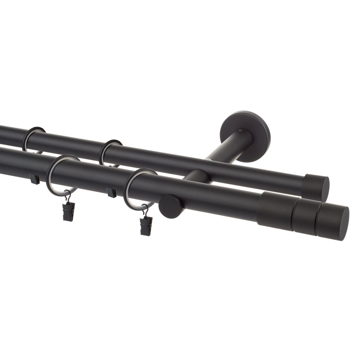 Karnisz Cylinder 160 cm podwójny czarny mat 25 mm Inspire