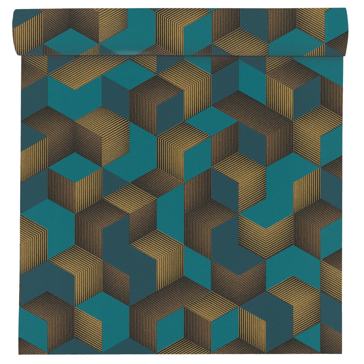 Tapeta Geometryczna 3D 403909 turkusowa winylowa na flizelinie