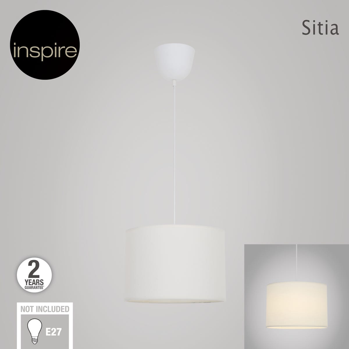 Lampa wisząca Sitia 28 cm biała E27 Inspire