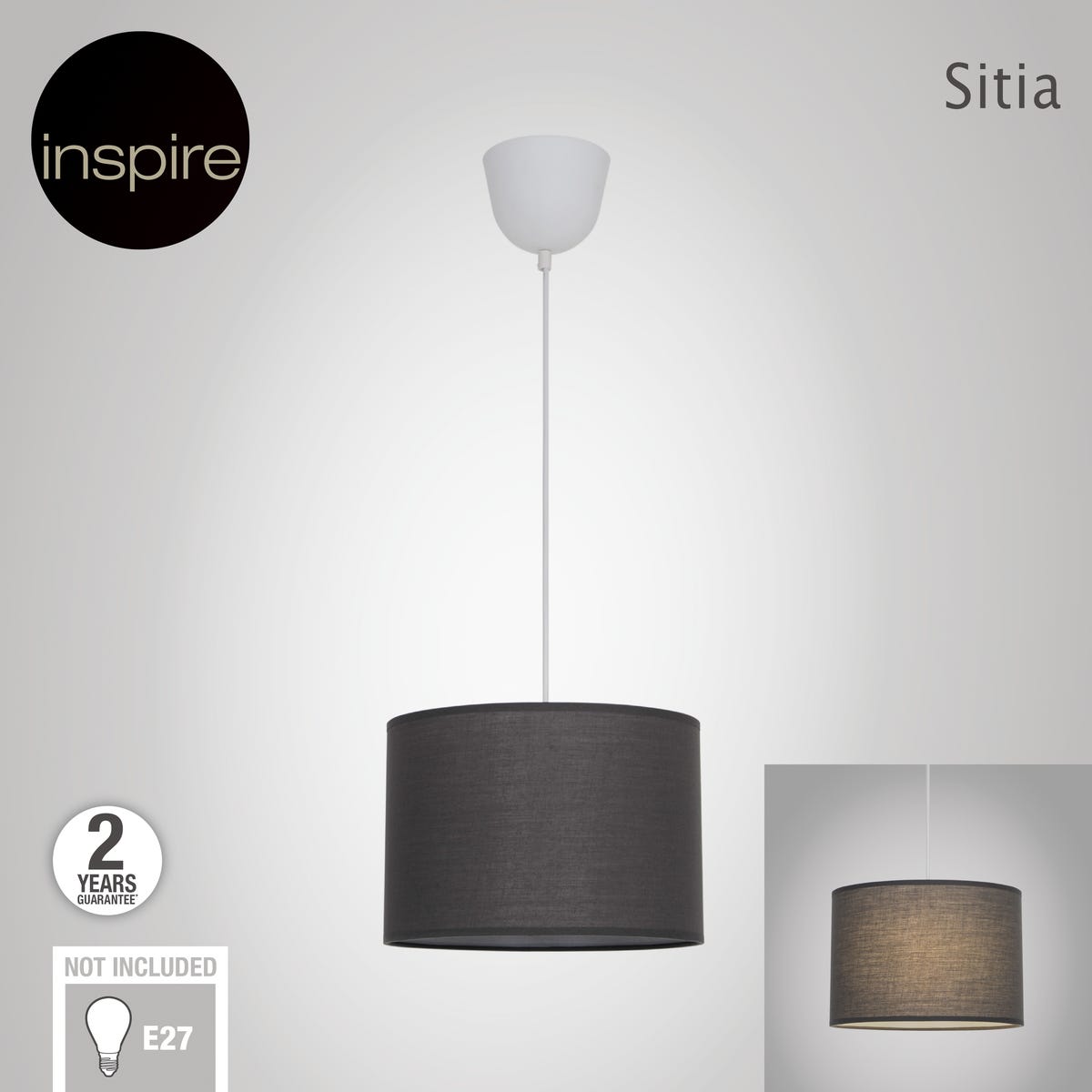 Lampa wisząca Sitia 28 cm szara E27 Inspire