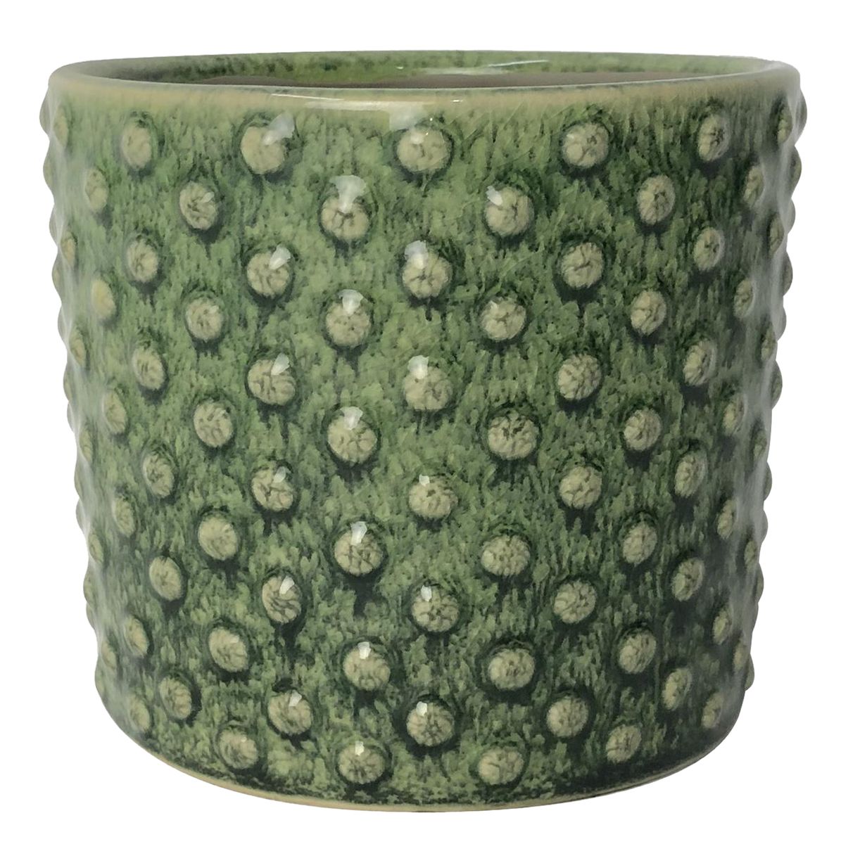 SPLENDID Osłonka doniczki ceramiczna Karin 12 cm dekorowana zielona