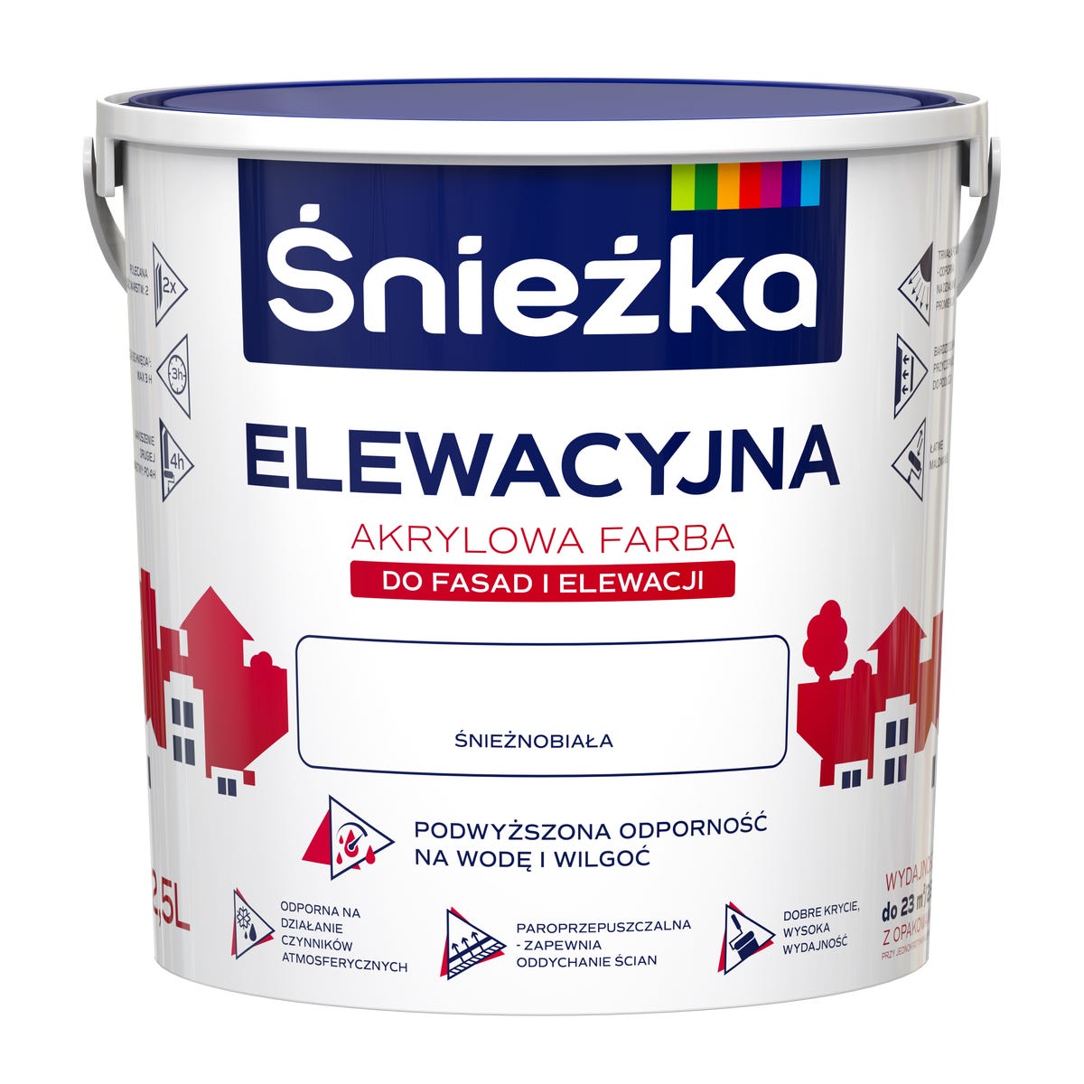 Farba akrylowa ELEWACYJNA 2.5 l Biały ŚNIEŻKA