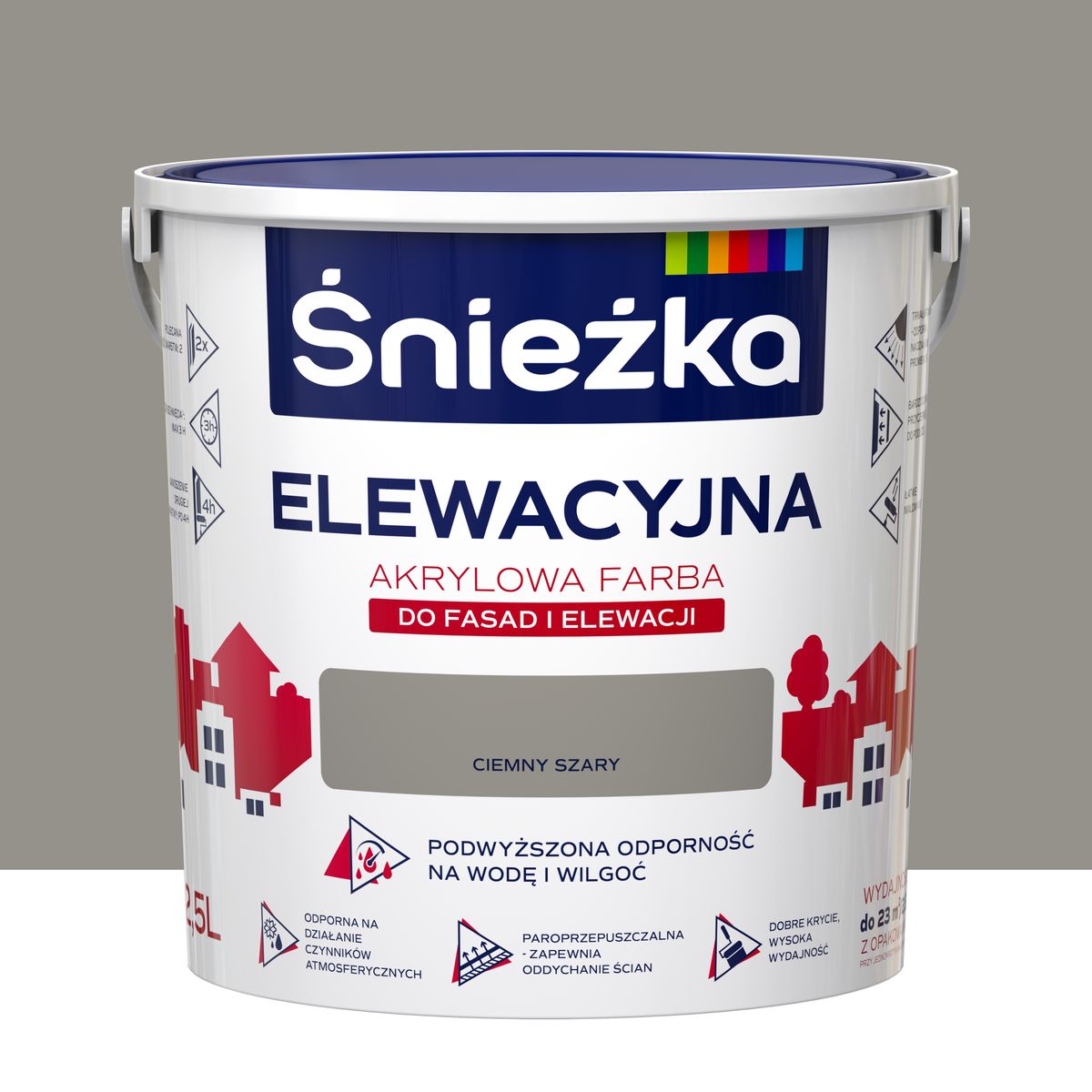 Farba elewacyjna akrylowa 2.5 l Ciemny szary Śnieżka