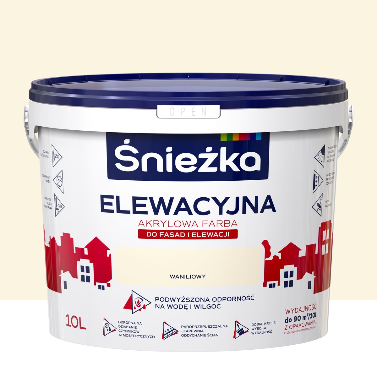 Farba elewacyjna akrylowa 10 l Waniliowy Śnieżka