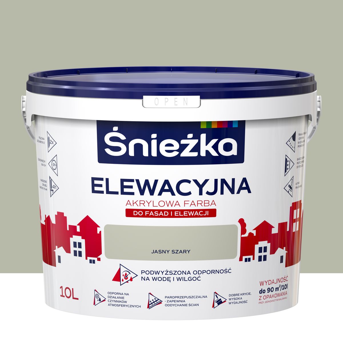 Farba elewacyjna akrylowa 10 l Jasny szary Śnieżka