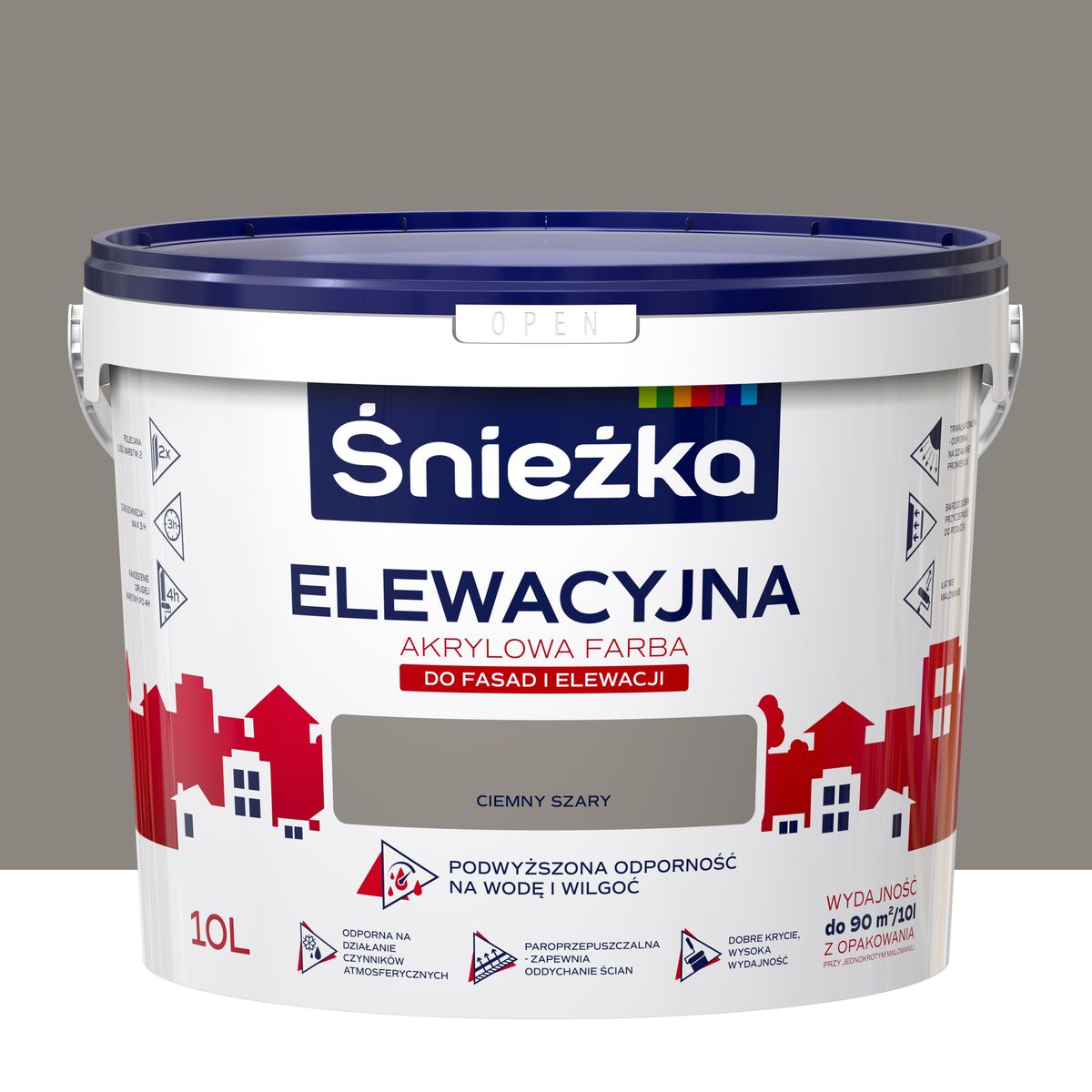 Farba elewacyjna akrylowa 10 l Ciemny szary Śnieżka