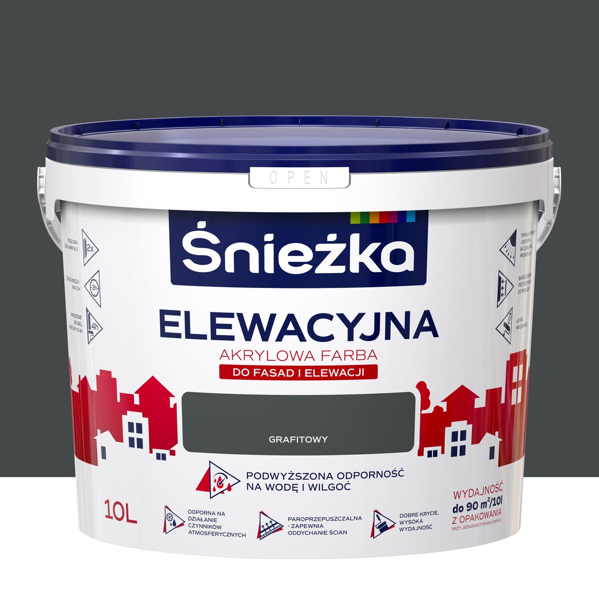 Farba elewacyjna akrylowa 10 l Grafitowy Śnieżka