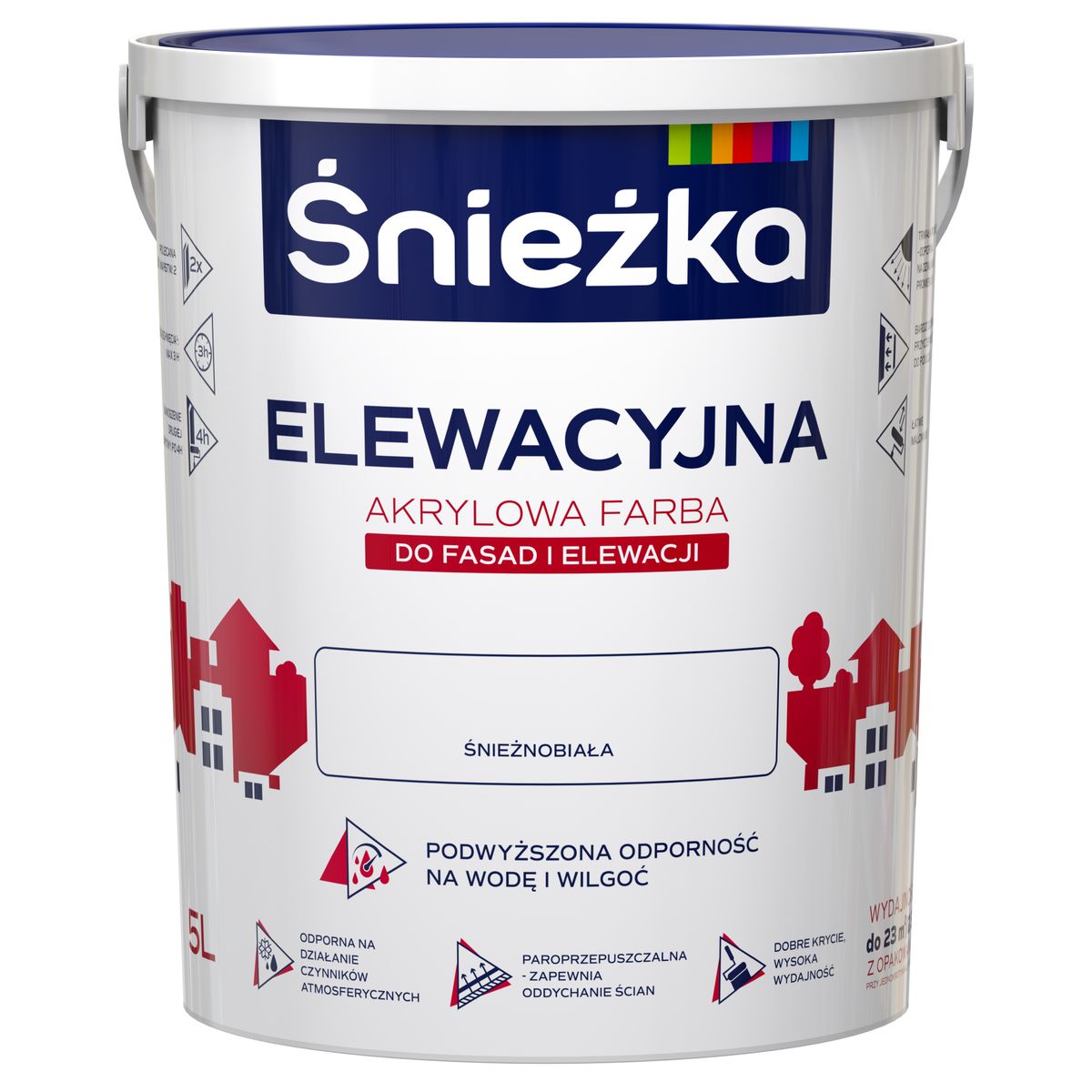 Farba elewacyjna akrylowa 5 l Biały Śnieżka