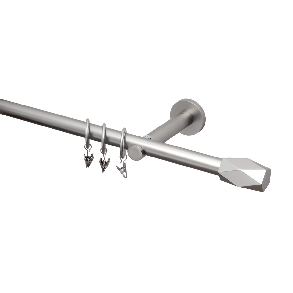 Karnisz Heksagon 300 cm pojedynczy chrom mat 19 mm Inspire
