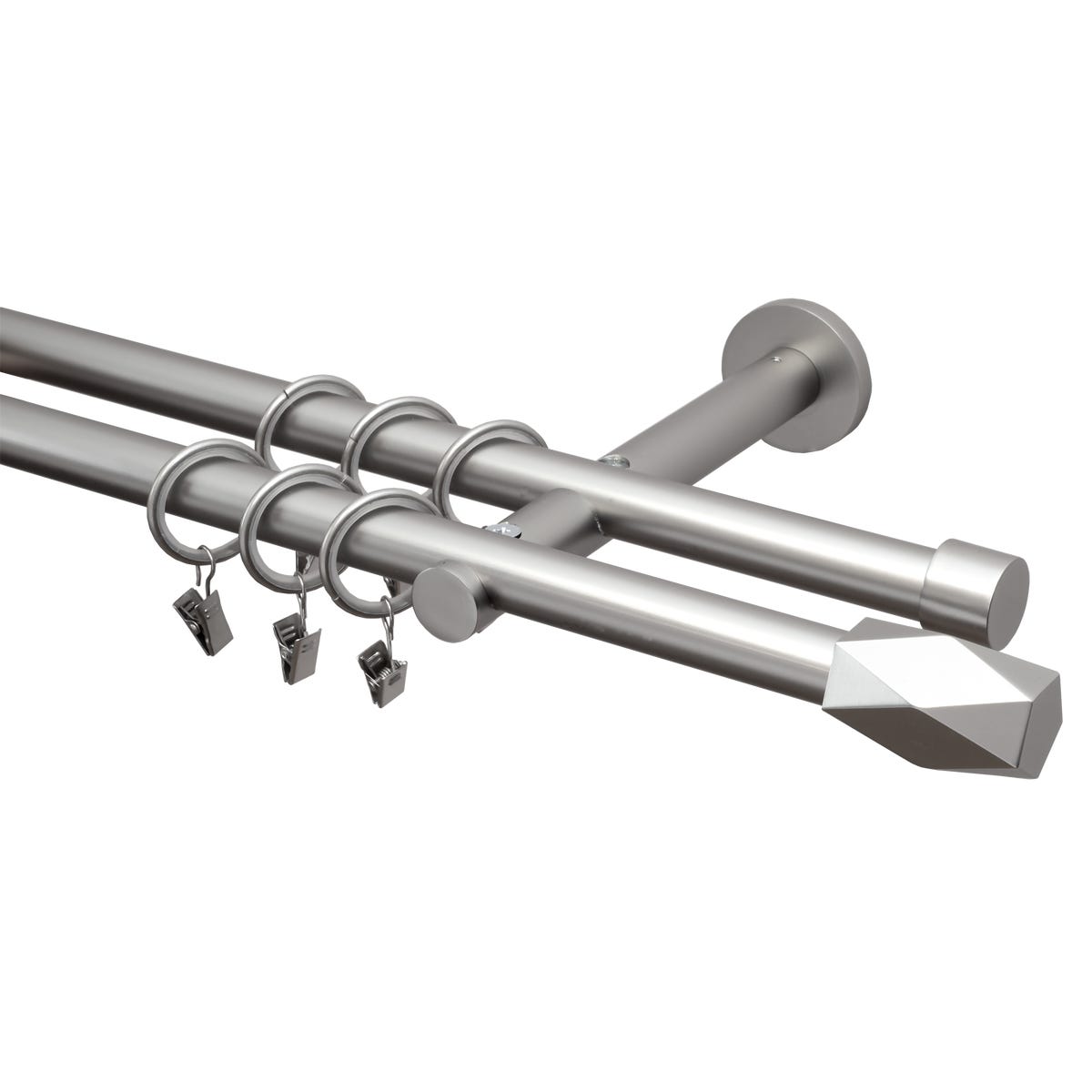 Karnisz Heksagon 240 cm podwójny chrom mat 19 mm Inspire