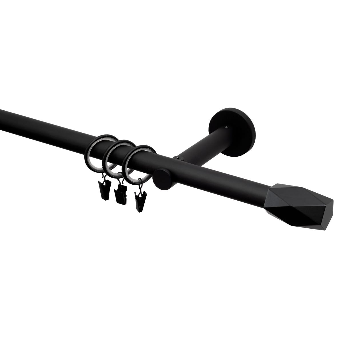 Karnisz Heksagon 200 cm pojedynczy czarny mat 19 mm Inspire