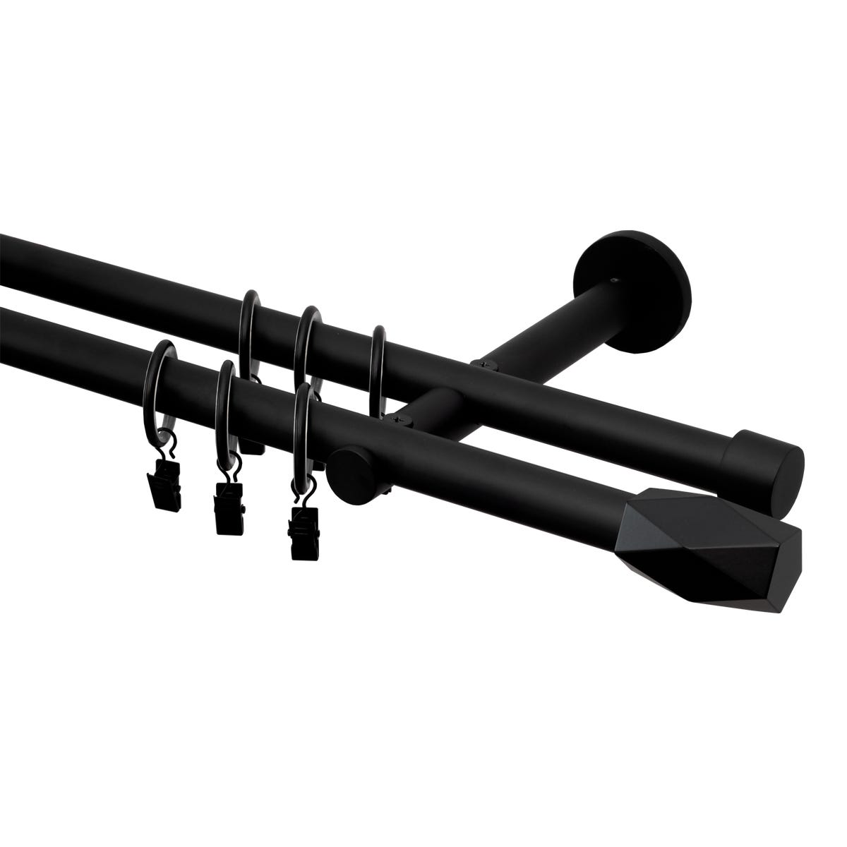 Karnisz Heksagon 300 cm podwójny czarny mat 19 mm Inspire