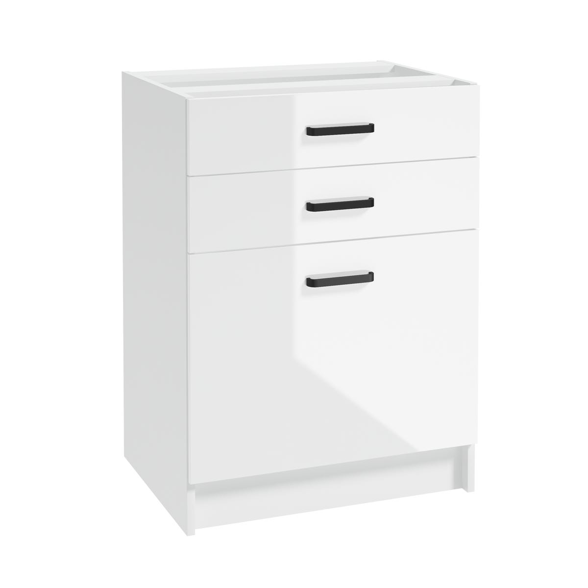 Szafka kuchenna stojąca 3 szuflady First 60 cm kolor biały/czarny