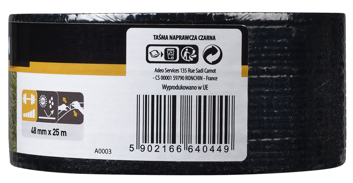 Taśma naprawcza 48 mm x 25 m czarna Axton