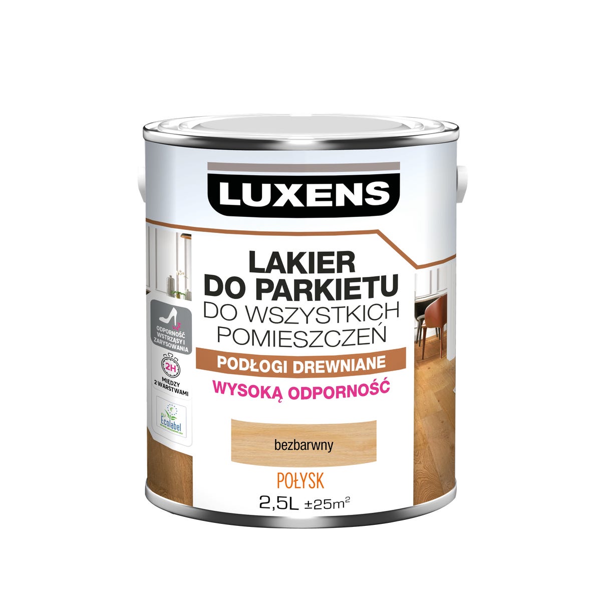 Lakier do parkietu 2.5 l Bezbarwny Połysk Luxens