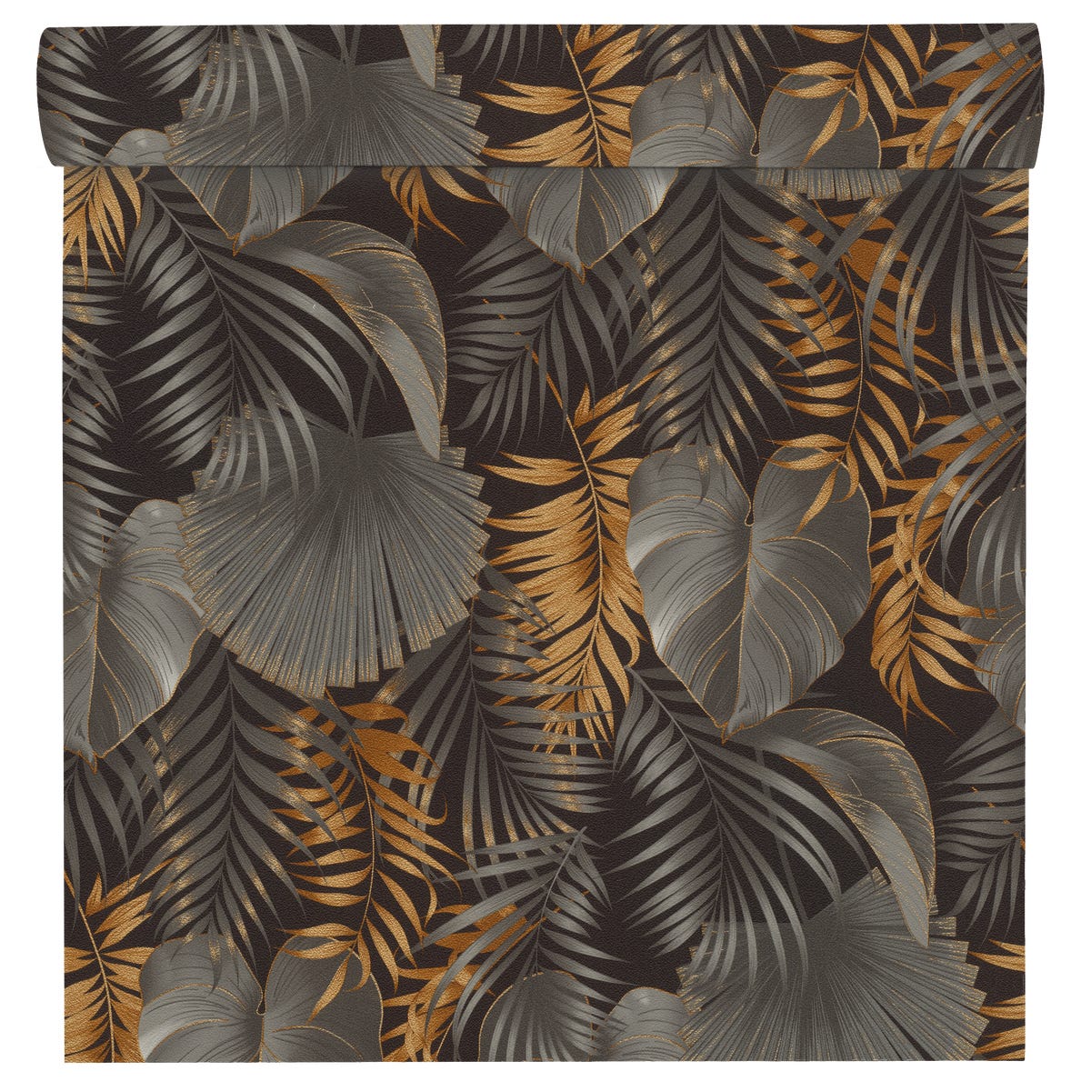 Tapeta Tropical 462043 czarno-złota winylowa na flizelinie