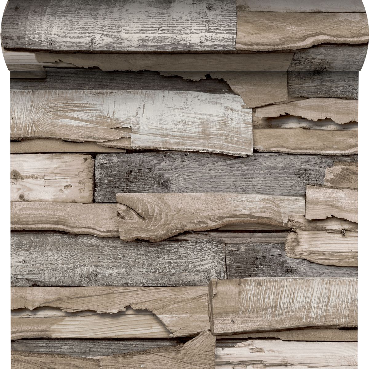 Tapeta Wood beżowa imitacja deski winylowa na flizelinie