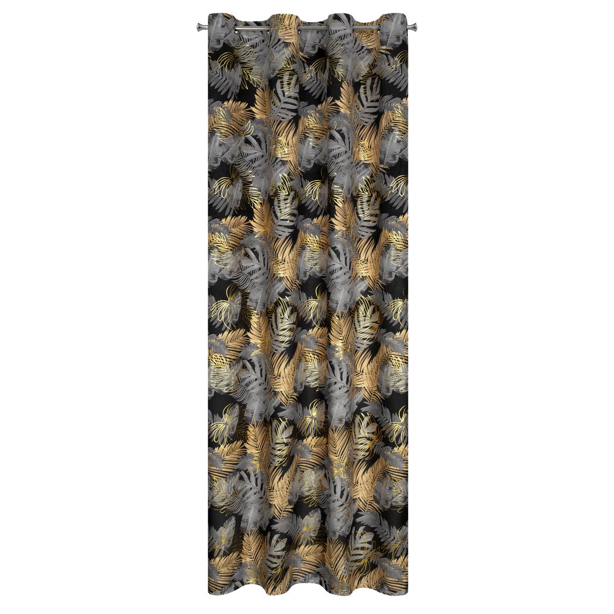 Zasłona Bali czarno-żółta 140 x 250 cm na przelotkach