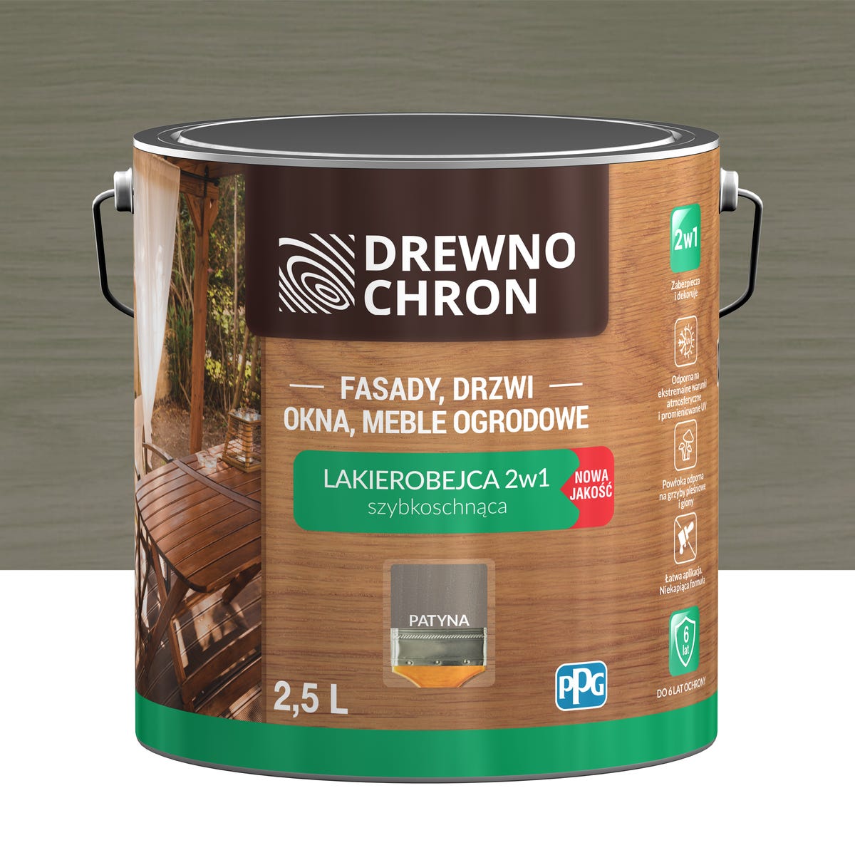 Lakierobejca Ochronno-dekoracyjna 0.75 l Szary Drewnochron