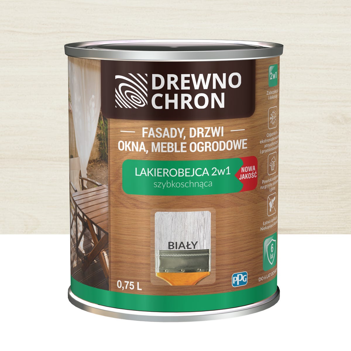 Lakierobejca Ochronno-dekoracyjna 0.75 l Biały Drewnochron
