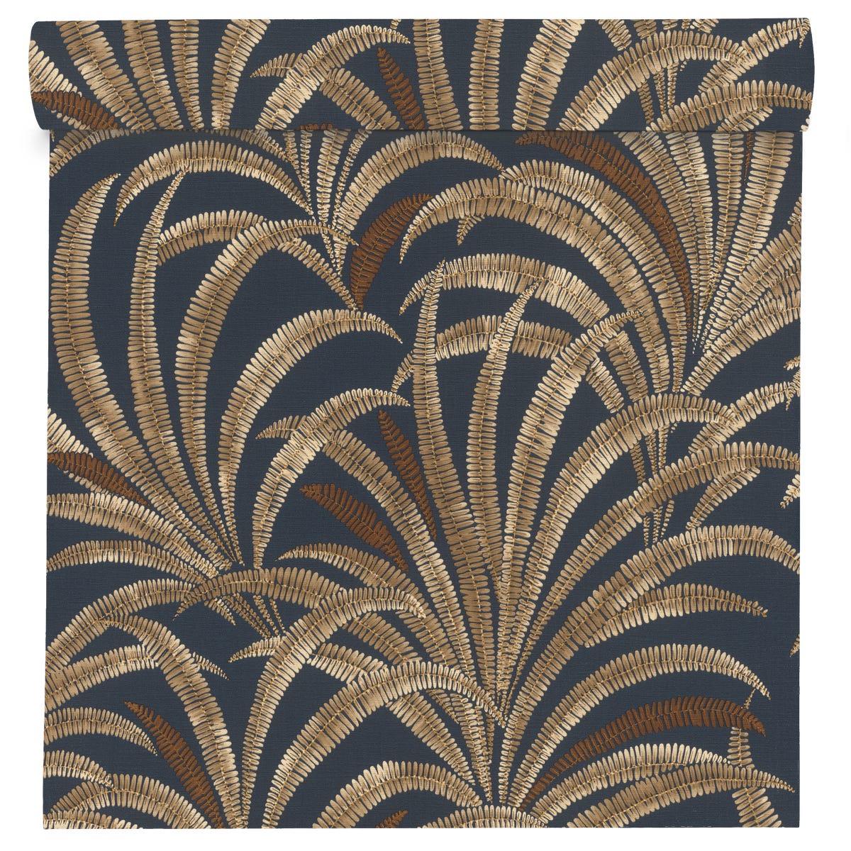 Tapeta Liście 690309 czarno-brązowa winylowa na flizelinie